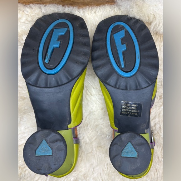 John Fluevog Mini Elif Size 9.5 Mary Jane Heels Olive/Gray/Purple DISCONTINUED - Picture 8 of 14